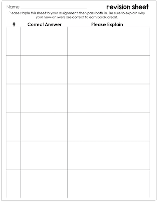 Need a simple way for your high school math students to complete test corrections? Do test redos and revisions take forever for you to grade? This is the simple math test corrections template that I use. It is a free pdf download.