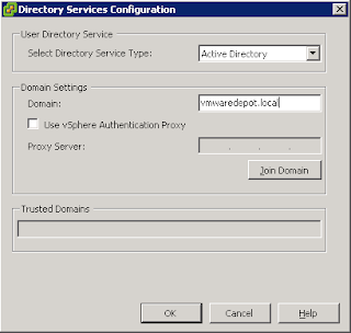 ESXi Directory Service Configuration menu