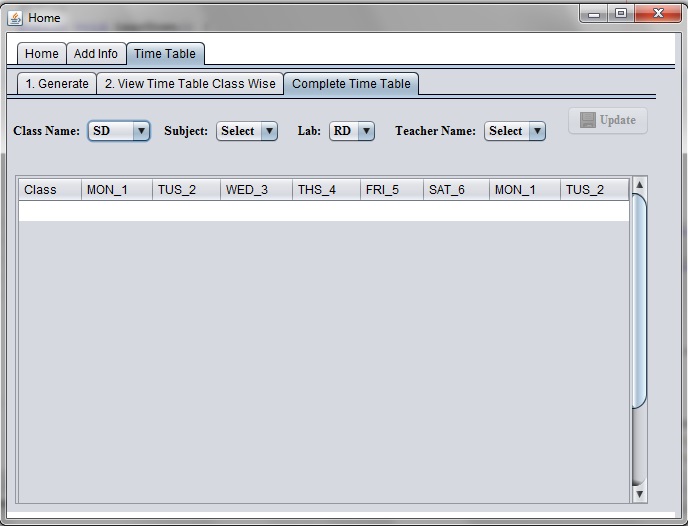 Core Java: Quick Time Table Setter