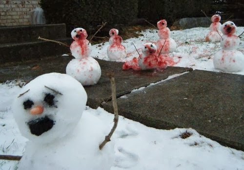 A snowman reenactment of Shaun of the Dead. A snowman reenactment of Shaun of the Dead.