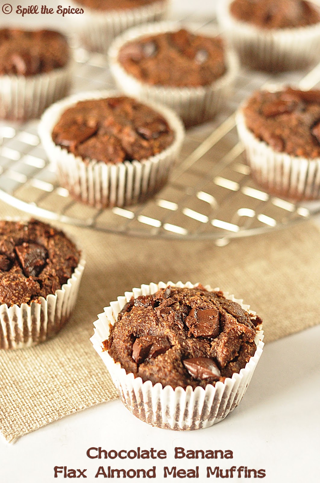 Chocolate Banana Flax Almond Meal Muffins BreadBakers Spill the Spices