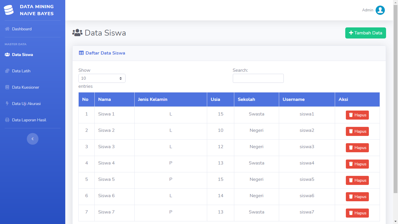 Aplikasi Data Mining Klasifikasi Karakteristik Kepribadian Siswa Metode Naive Bayes - SourceCodeKu.com