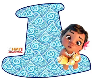 Alfabeto de Moana Bebé sobre el Agua. Moana Baby Alphabet.