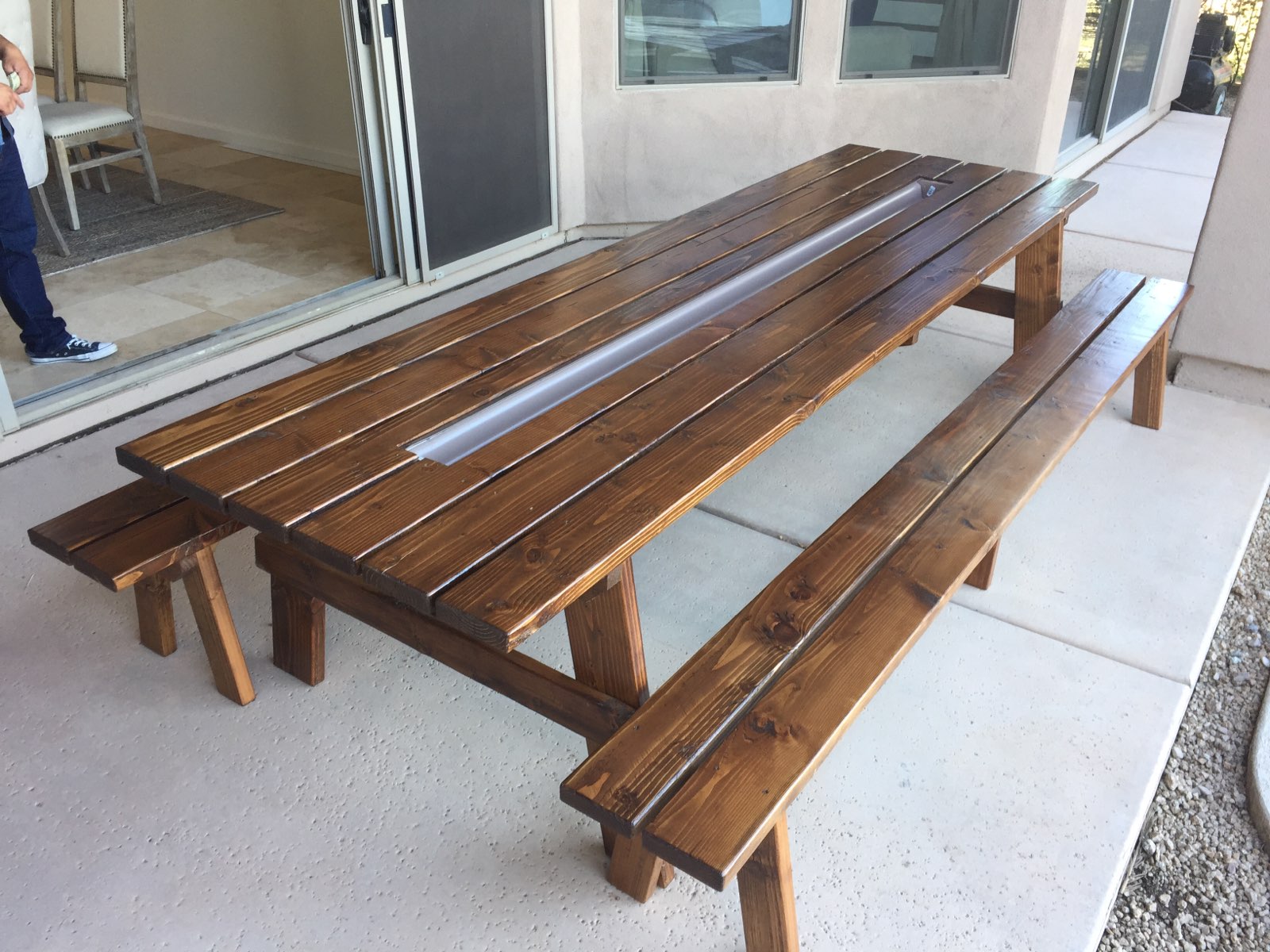 The Rusty Roost Ultimate Party Picnic table with ice cooler center