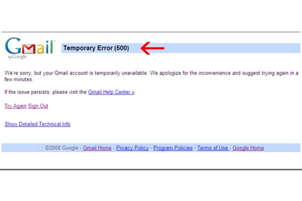 gmail temporary error