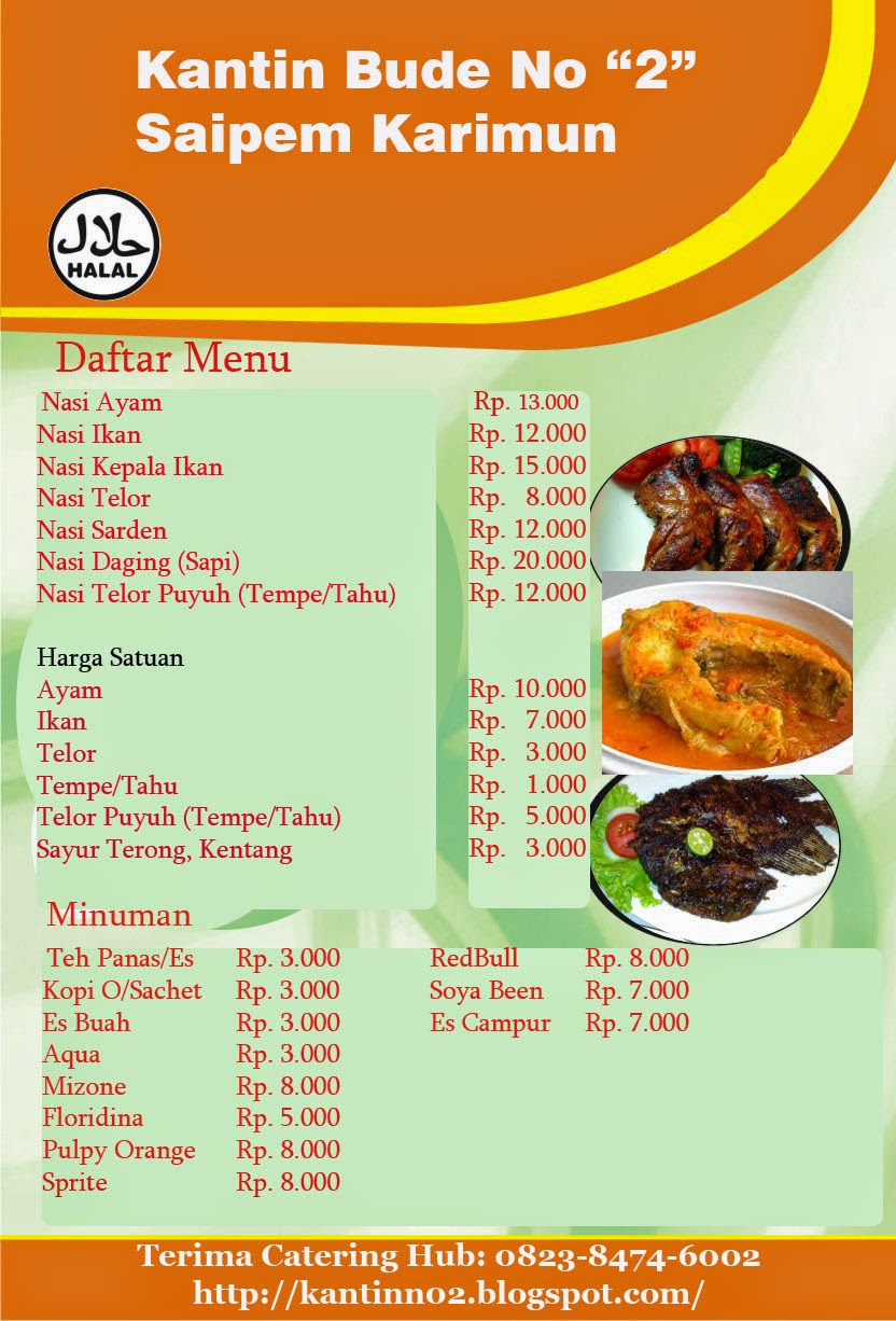 Kantin Bude No 2 Saipem Daftar  Menu  Kantin Bude No 2