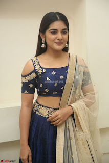 Niveda Thomas in Lovely Blue Cold Shoulder Ghagra Choli Transparent Chunni ~  Exclusive Celebrities Galleries 063