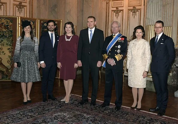 Guðni Jóhannesson and Eliza Jean Reid visit to Sweden. King Gustaf, Queen Silvia, Prince Carl Philip, Princess Sofia and Prince Daniel attended the lunch