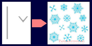 Illustration mit 2 einfachen Grundformen und vielen Schneeflocken