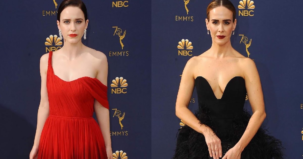Rachel Brosnahan & Sarah Paulson in Oscar de la Renta at the 70th