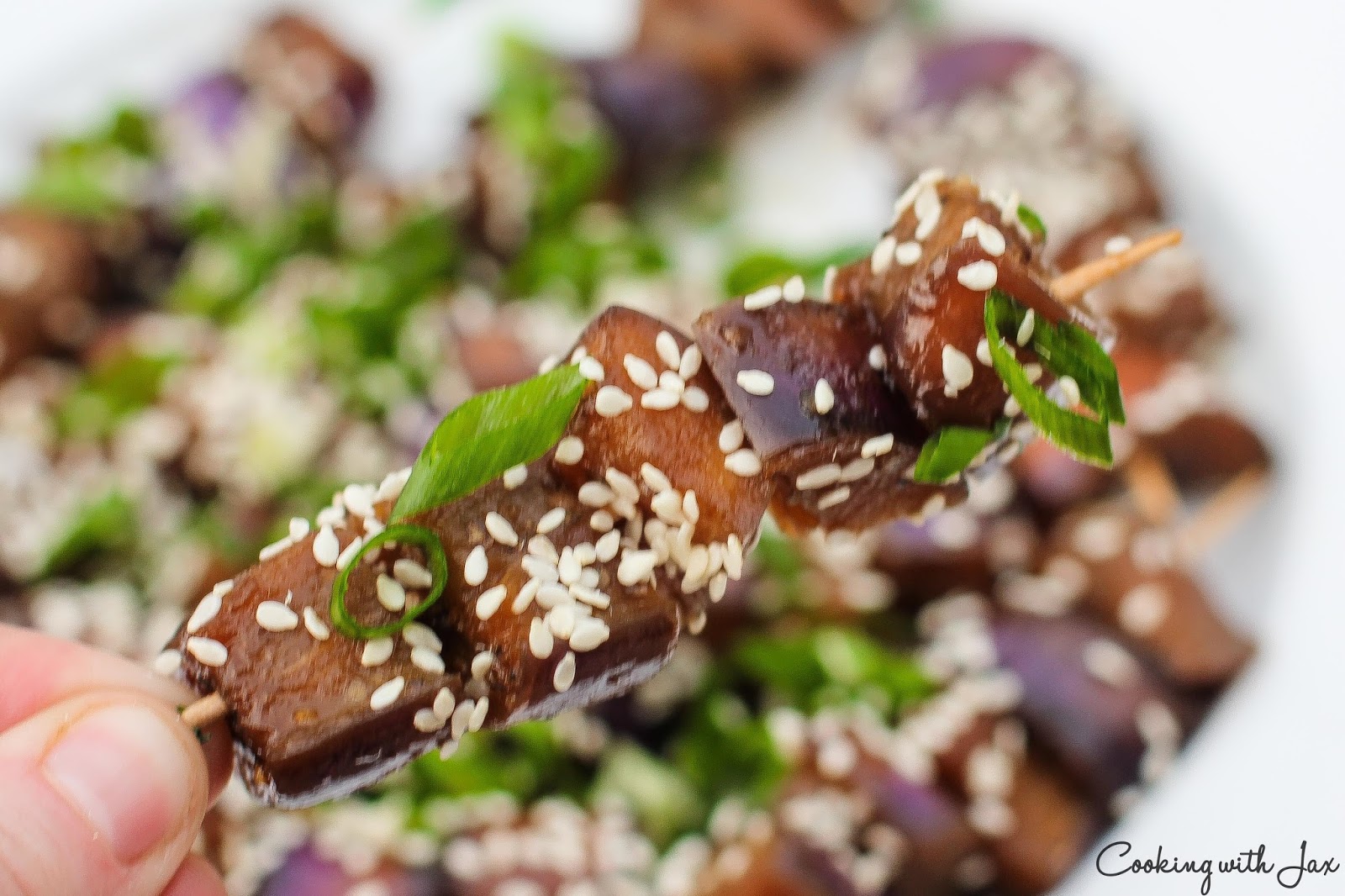 Cooking with Jax Sesame Ginger Japanese Eggplant Skewers
