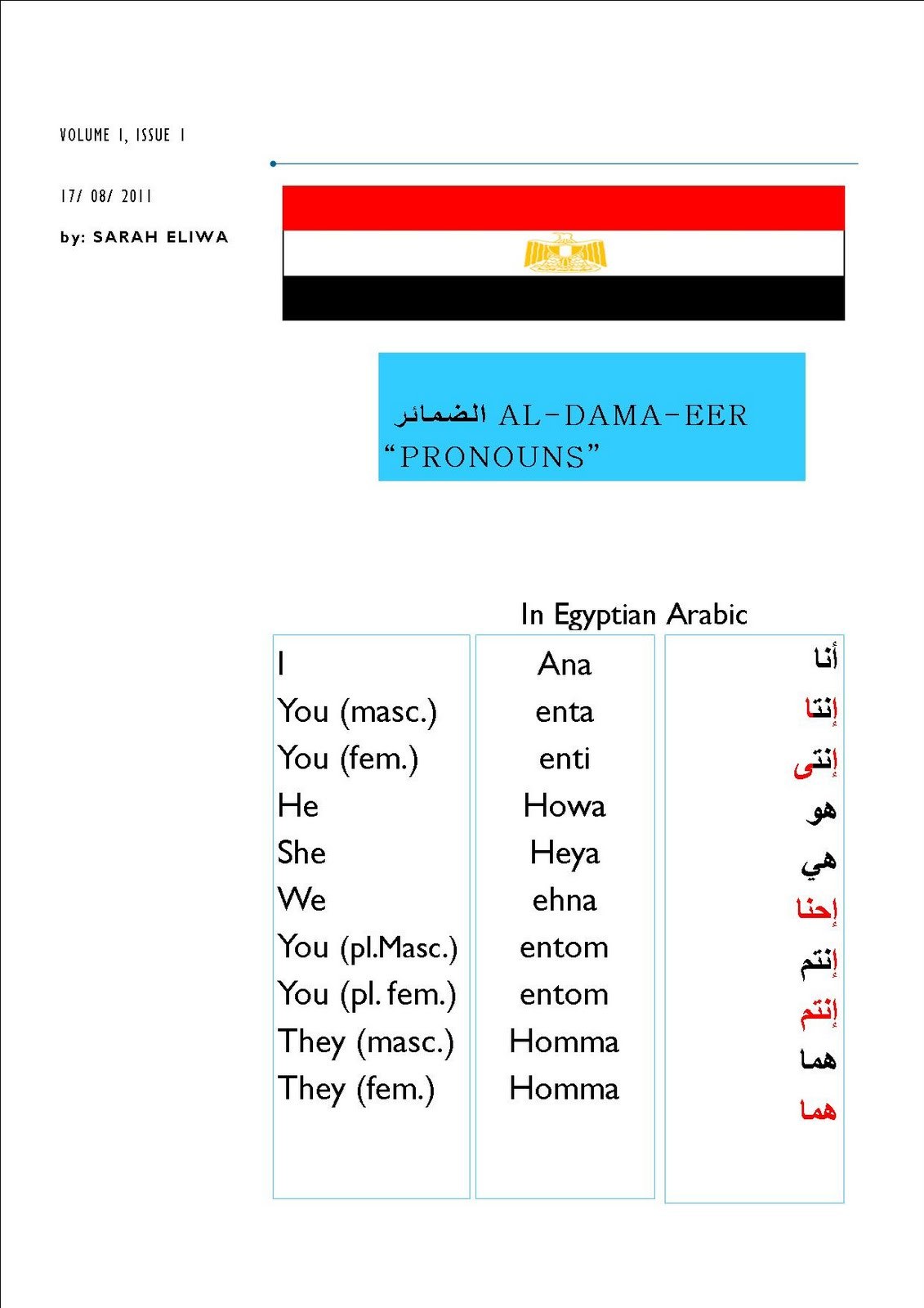 Egyptian Arabic Learning Egyptian Arabic