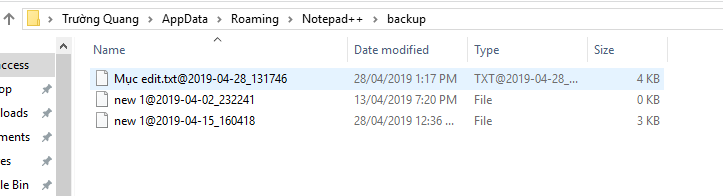 Thư mục backup Thư mục backup
