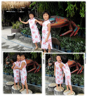Renice and Renee, posing in front of South Sea Seafood Restaurant, Subang