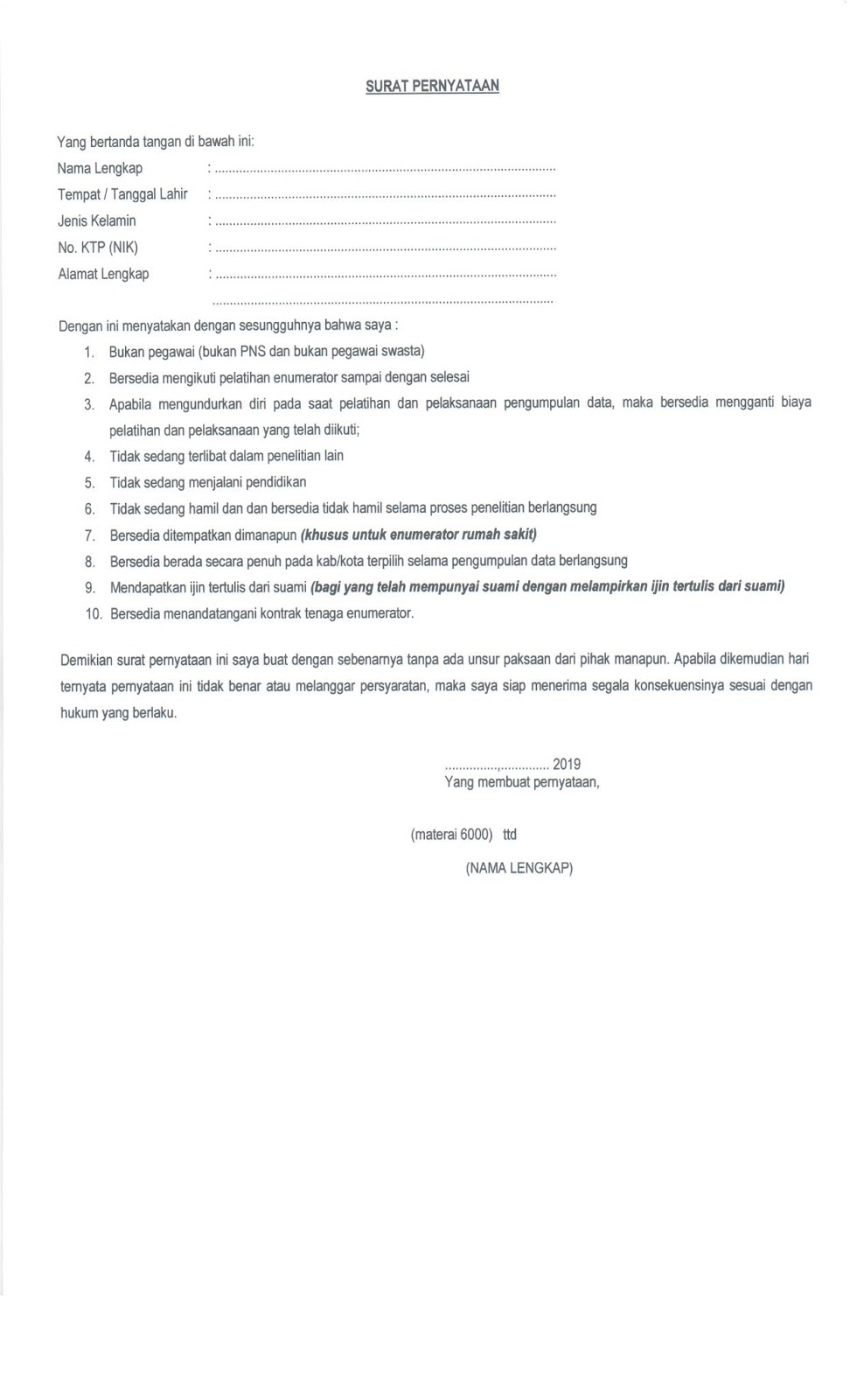 Rekrutmen Enumerator Provinsi Jawa Tengah Sebanyak 402 Orang