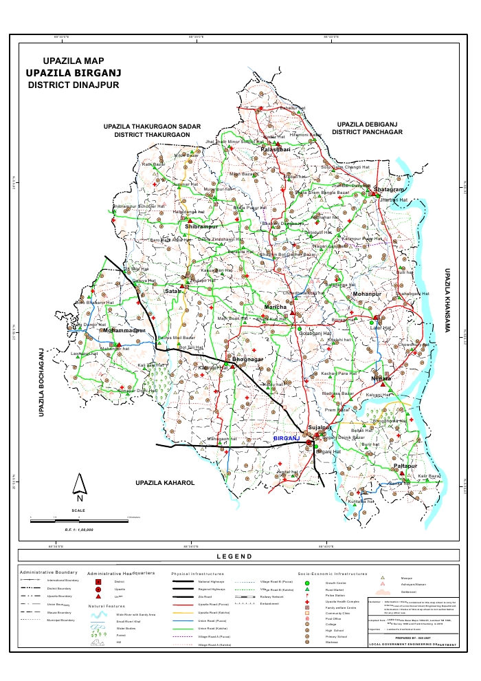 Birganj Upazila Map Dinajpur District Bangladesh
