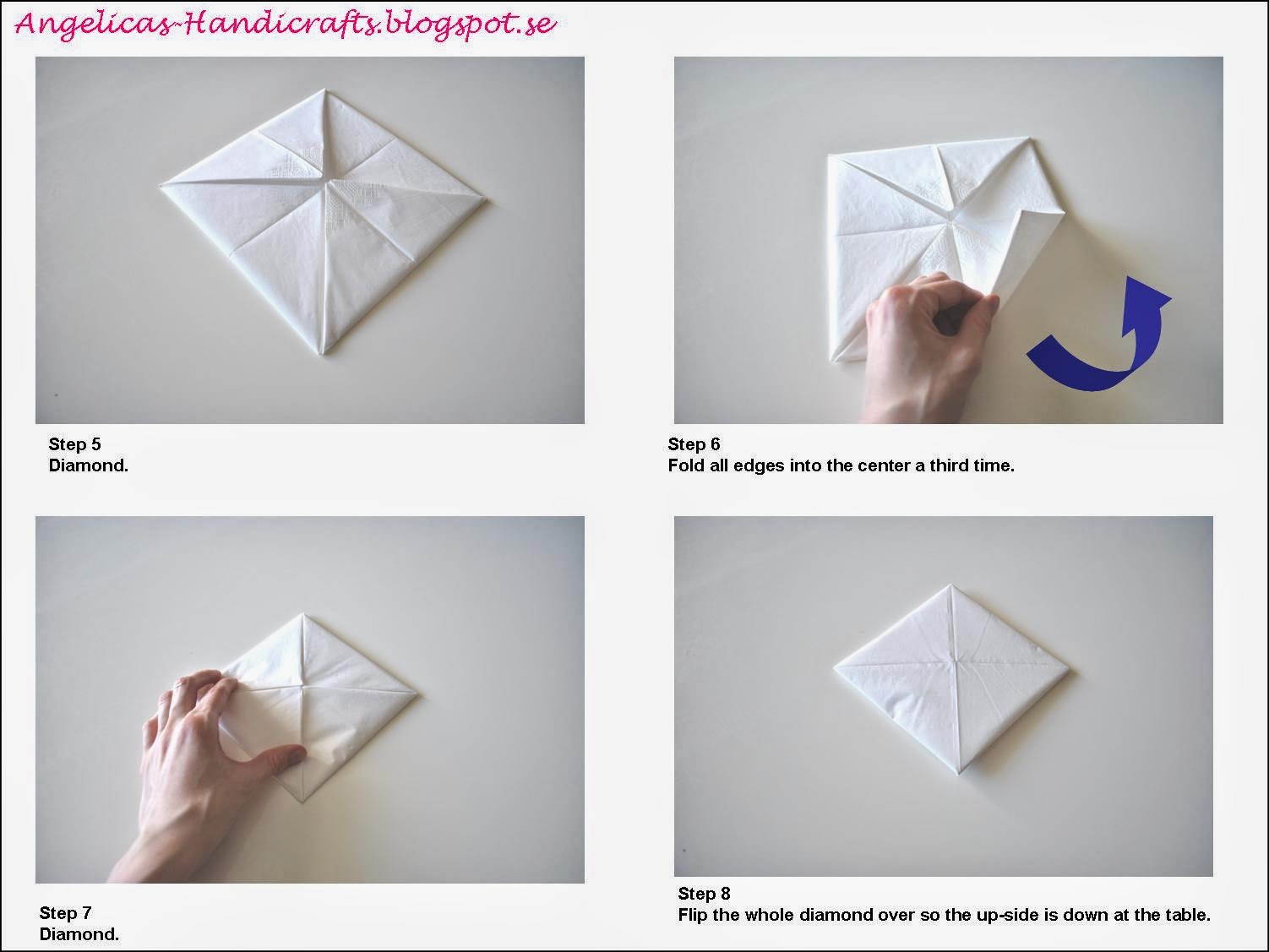 Angelica's Handicrafts Water Lily napkin folding tutorial