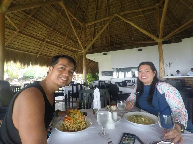 Eating lunch at Breeze Restaurant at Atmosphere Resorts & Spa