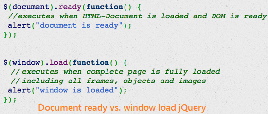 difference between document ready and body onload in jQuery - Interview Questions Angular, JavaScript, Java, PHP, SQL, C#, Vue, NodeJs, ReactJs difference between document ready and body onload in jQuery - Interview Questions Angular, JavaScript, Java, PHP, SQL, C#, Vue, NodeJs, ReactJs