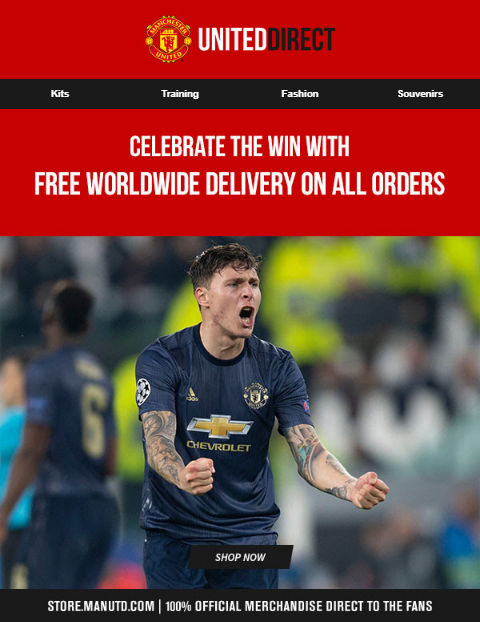 Upsell or cross-sell email by Man United
