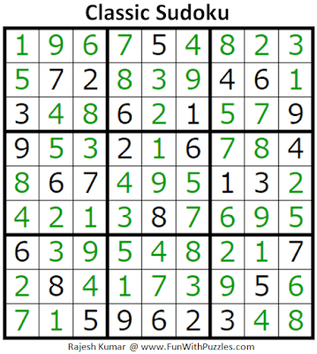 Answer of Classic Sudoku Puzzles (Fun With Sudoku #297)