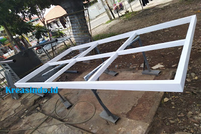 Canopy Besi Minimalis atap Kaca Tempered pesanan Bpk Aan di GDC Depok