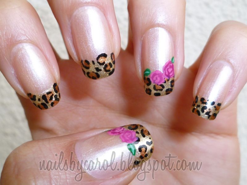 Nails by Carol: Vintage Leopard and Roses (Cajanails' Manicure)