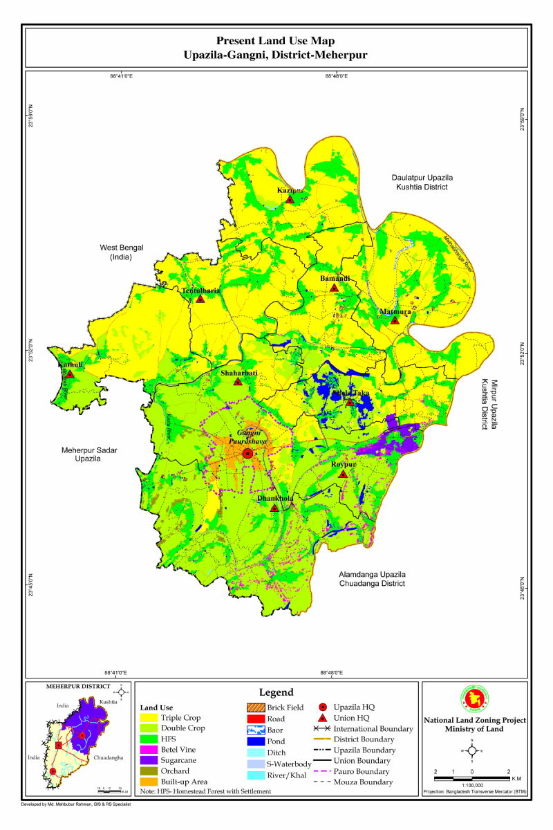 Gangni Upazila Mouza Map Meherpur District Bangladesh