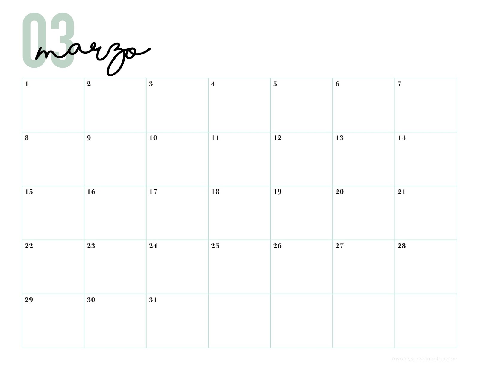 Calendario minimalista horizontal 2020 | annie's place⠀