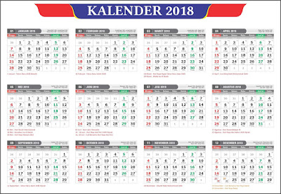 Download Kalender 2018 Masehi / 1439 Hijriyah Corel Gratis Bisa Edit