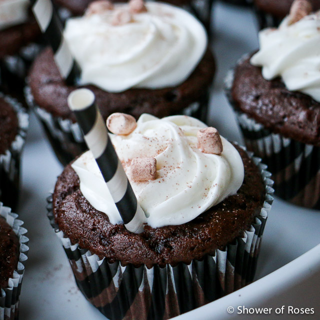 Shower of Roses Hot Cocoa Cupcakes