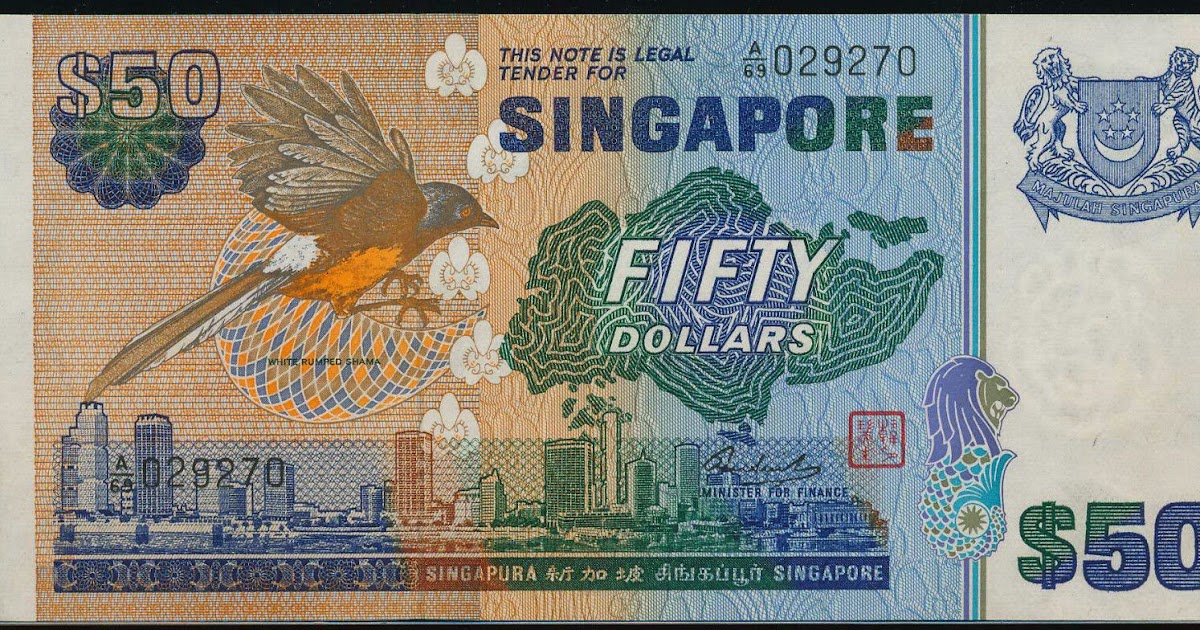 Singapore 50 Dollars banknote Bird Series|World Banknotes & Coins