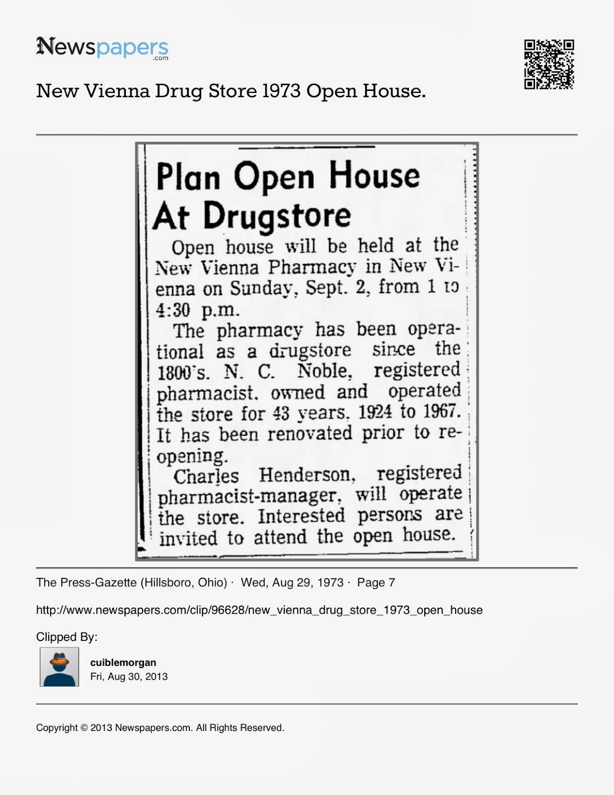 New Vienna Ohio Memories 2013