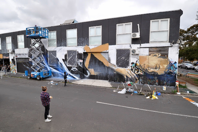 Street Art Collaboration by Shida, Two one, Eno, Taylurk in East Brunswick Melbourne. 2