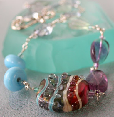 Sunset on the Beach: glass by Tania Tebbit, wire wrapping, sterling silver :: All Pretty Things