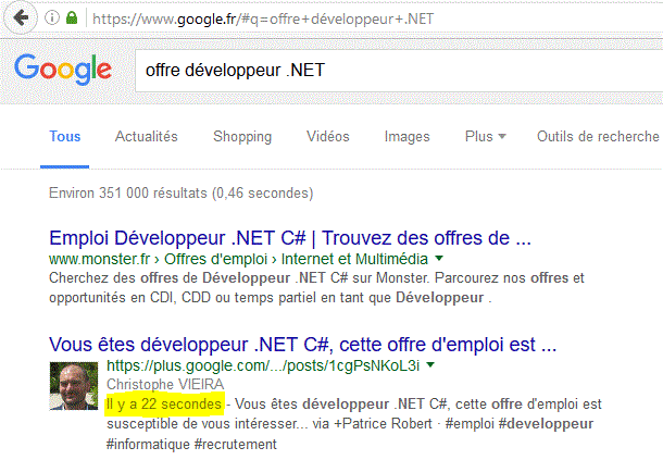 instantaneite indexation google pour post google plus - tendance webmarketing 2016