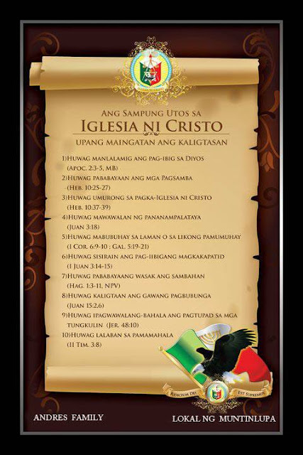 Ang IGLESIA NI CRISTO: Sampung Utos sa mga Kaanib ng INC™-1914 (Tatag