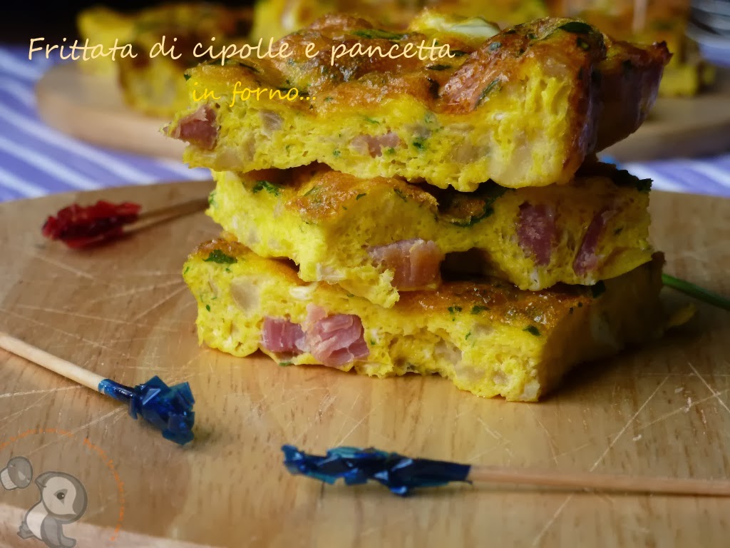 Ricetta frittata di cipolle e pancetta con cottura in