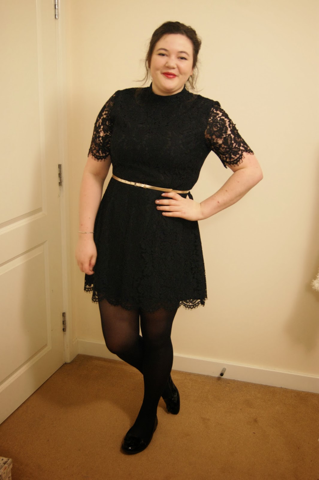 party dress with black tights
