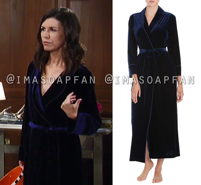 Anna Devane's Navy Blue Velvet Robe - General Hospital, Season 55 ...