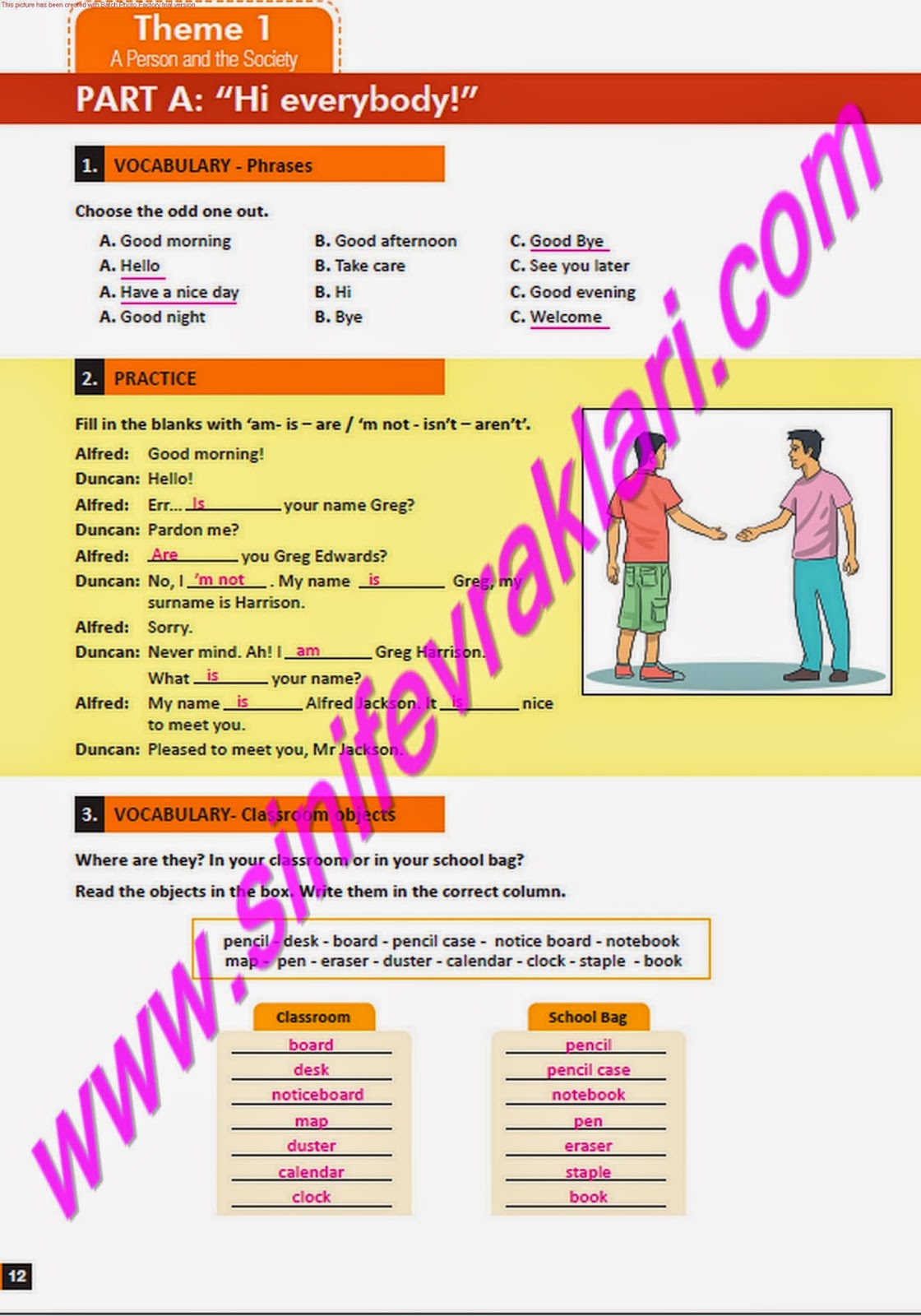 9. Sinif İngilizce Harf Eğitim Yayinlari A1.1 Çalişma Kitabi Cevaplari