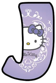 Abecedario Lila con Cara de Hello Kitty. Lilac Alphabet with Hello Kitty Face.