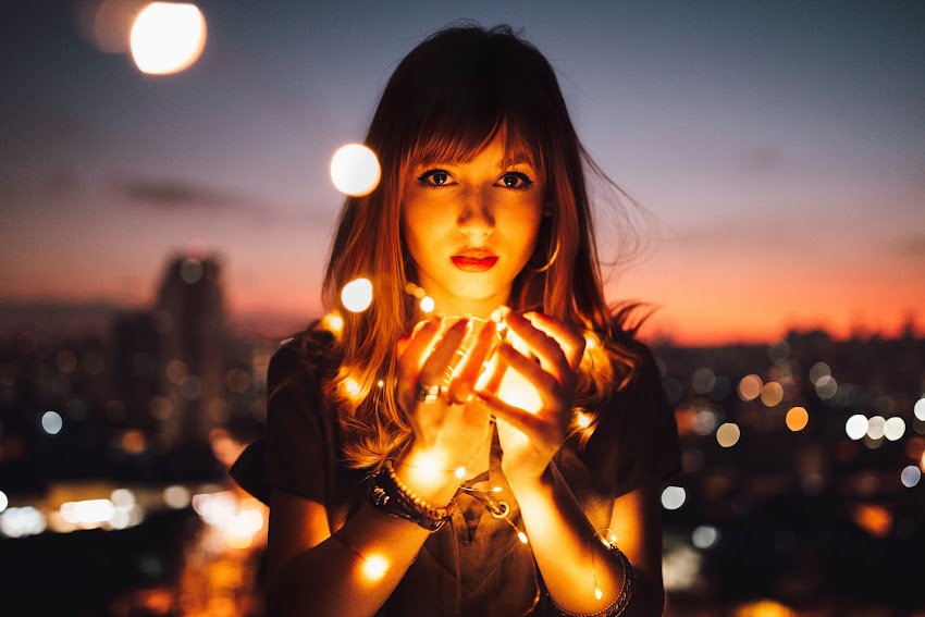 Woman Holding Fireflies Woman Holding Fireflies