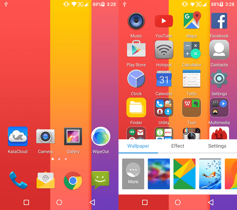 Kata's own skin with now app drawer