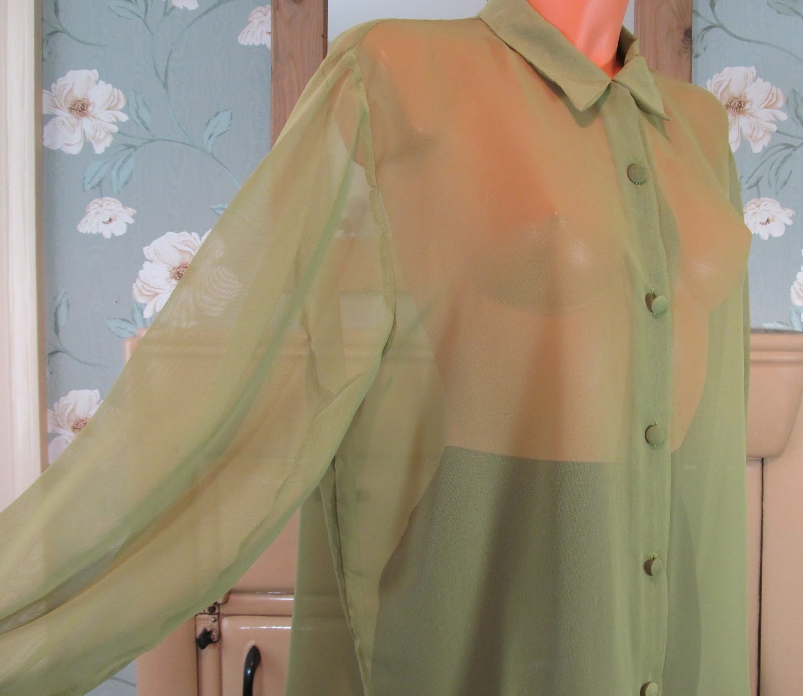 olive green sheer shirt
