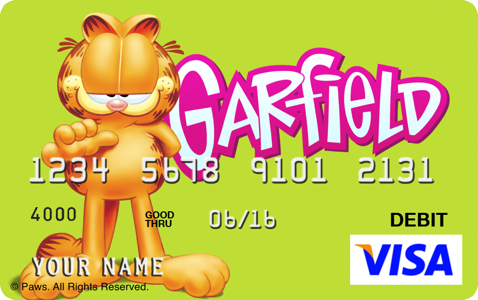 Hanging Off The Wire Card Garfield Prepaid Cards