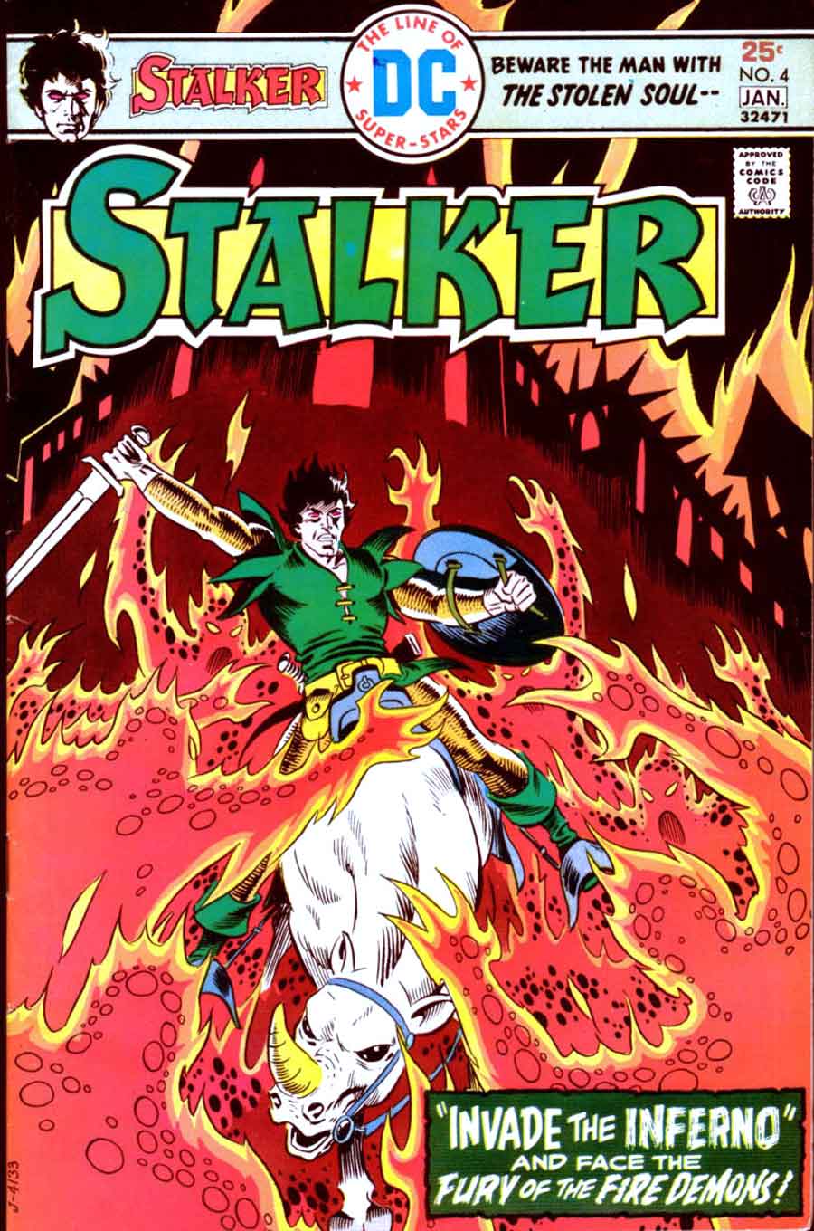 Stalker v1 #4 dc bronze age comic book cover art by Steve Ditko, Wally Wood