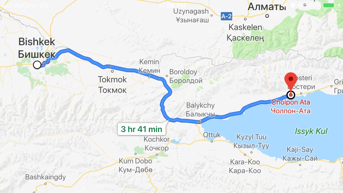 although google map shows travel between cholton ata to bishkek is about 4 hours away the drive is actually closer to 6 hours due to the road conditions although google map shows travel between cholton ata to bishkek is about 4 hours away the drive is actually closer to 6 hours due to the road conditions