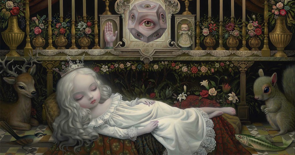 Mark Ryden Inspired Pop surrealist  cameo pendant necklace Sleeping beauty