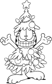 garfield wear christmas tree coloring pages